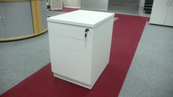Recycled White Metal 3 Draw Pedestal - Hills Office Furniture