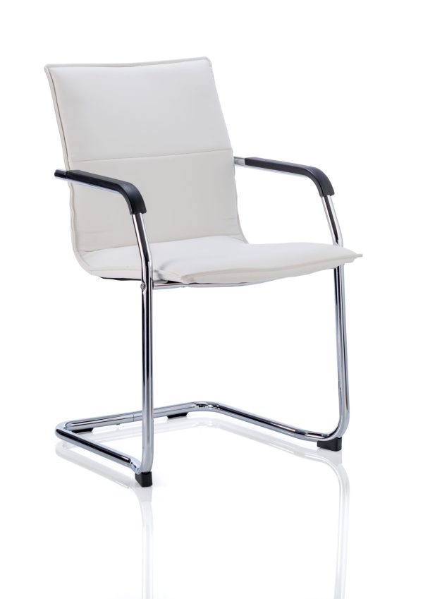 Ebony Medium Back Leather Cantilever Visitor Chair with Arms - Image 3