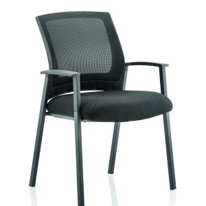 Mel  Medium Mesh Back Stacking Visitor Chair with Arms