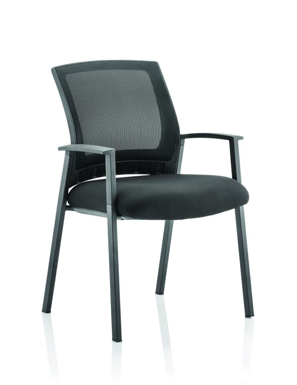 Mel  Medium Mesh Back Stacking Visitor Chair with Arms