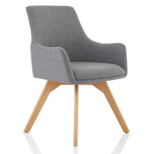 Carlile Grey Fabric Wooden Leg Visitor Chair