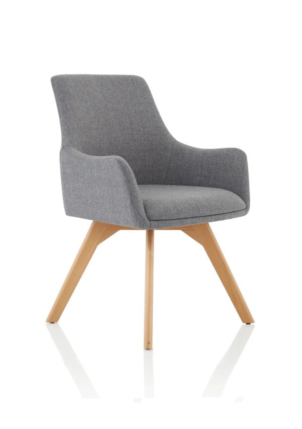 Carlile Grey Fabric Wooden Leg Visitor Chair