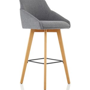 Carlile Grey Fabric Wooden Leg High Stool Chair