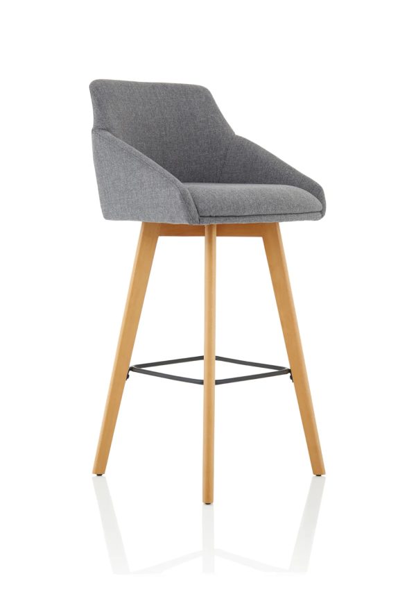 Carlile Grey Fabric Wooden Leg High Stool Chair
