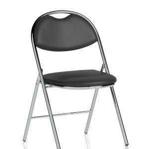 Italy High Back Black Vinyl Chrome Frame Folding Visitor Chair