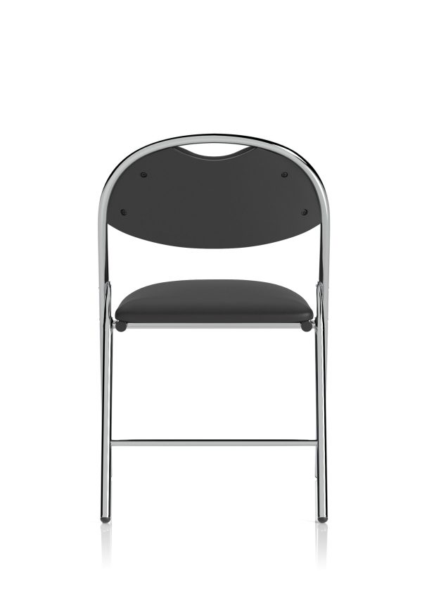 Italy High Back Black Vinyl Chrome Frame Folding Visitor Chair - Image 6