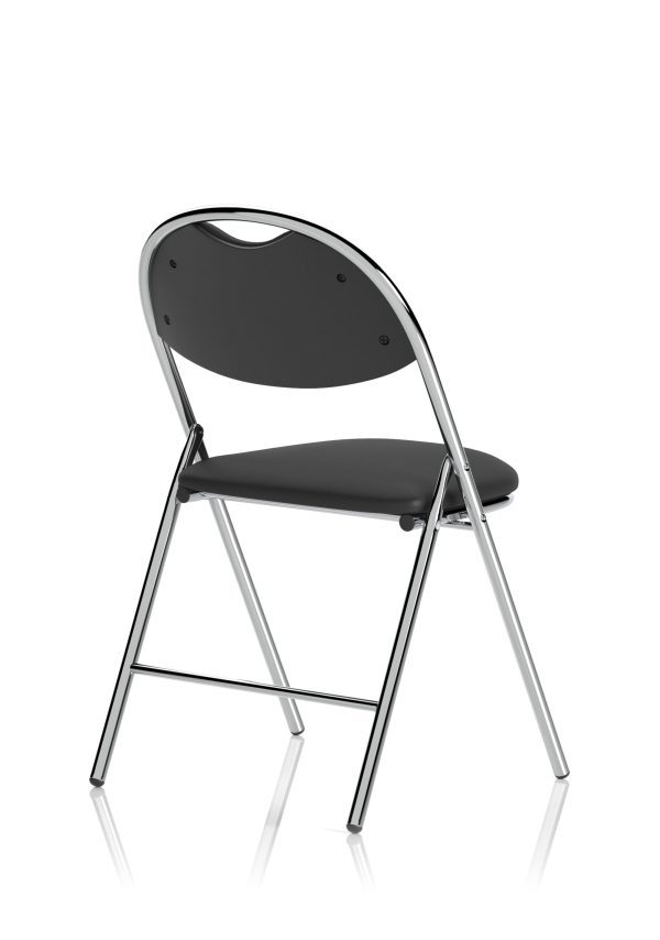 Italy High Back Black Vinyl Chrome Frame Folding Visitor Chair - Image 7
