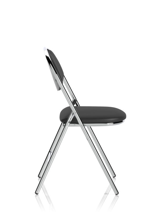 Italy High Back Black Vinyl Chrome Frame Folding Visitor Chair - Image 8