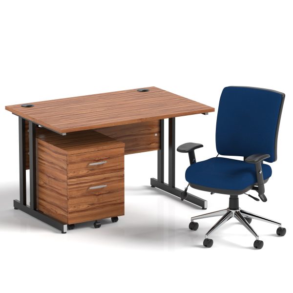 Pulse 1200mm Cantilever Straight Desk With Mobile Pedestal and Chiro Medium Back Blue Operator Chair - Image 28
