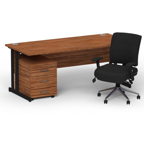 Pulse 1600mm Cantilever Straight Desk With Mobile Pedestal and Chiro Medium Back Black Operator Chair - Image 34