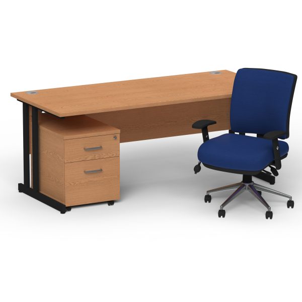 Pulse 1600mm Cantilever Straight Desk With Mobile Pedestal and Chiro Medium Back Blue Operator Chair - Image 27