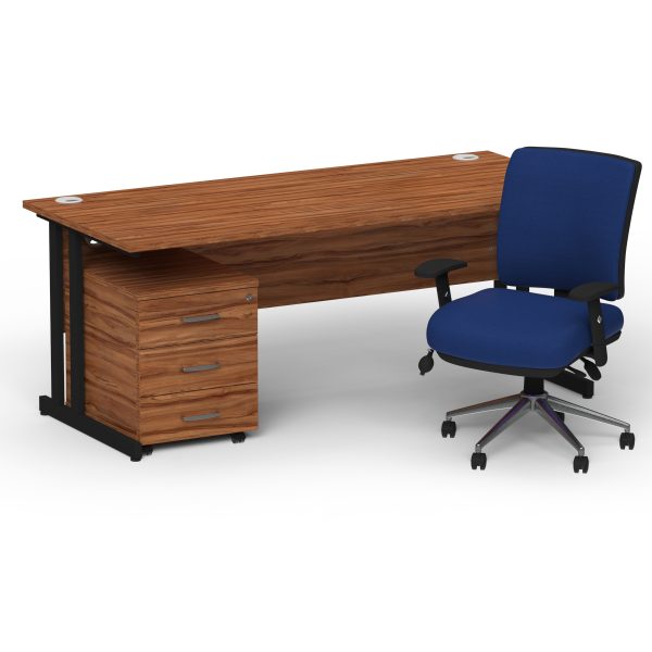 Pulse 1600mm Cantilever Straight Desk With Mobile Pedestal and Chiro Medium Back Blue Operator Chair - Image 34