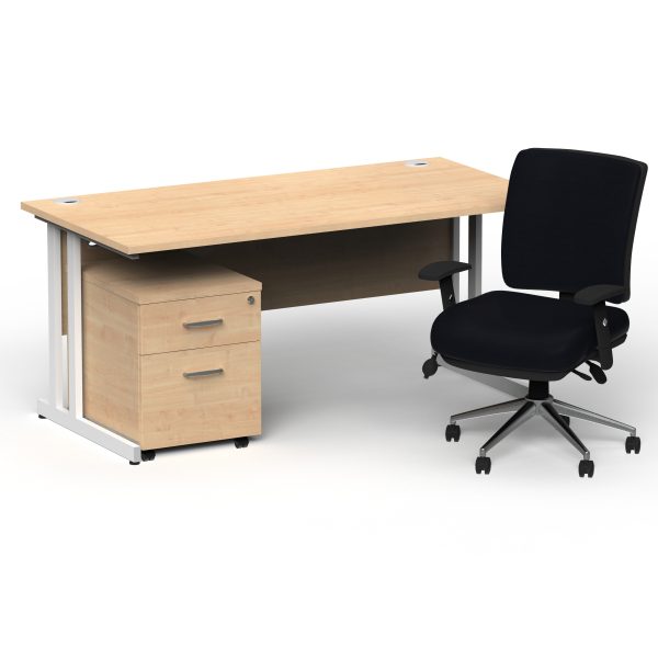 Pulse 1800mm Cantilever Straight Desk With Mobile Pedestal and Chiro Medium Back Black Operator Chair - Image 14