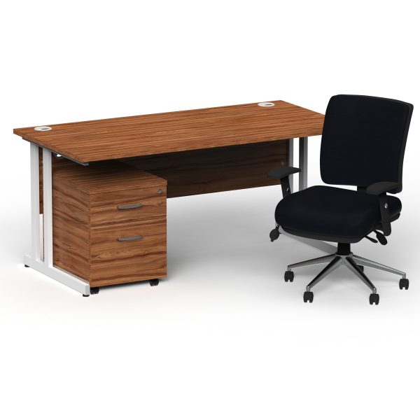 Pulse 1800mm Cantilever Straight Desk With Mobile Pedestal and Chiro Medium Back Black Operator Chair - Image 16