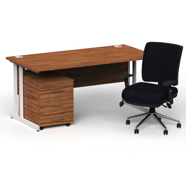Pulse 1800mm Cantilever Straight Desk With Mobile Pedestal and Chiro Medium Back Black Operator Chair - Image 22