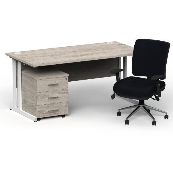 Pulse 1800mm Cantilever Straight Desk With Mobile Pedestal and Chiro Medium Back Black Operator Chair - Image 24
