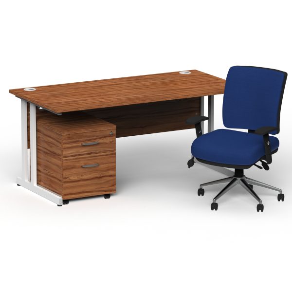 Pulse 1800mm Cantilever Straight Desk With Mobile Pedestal and Chiro Medium Back Blue Operator Chair - Image 16