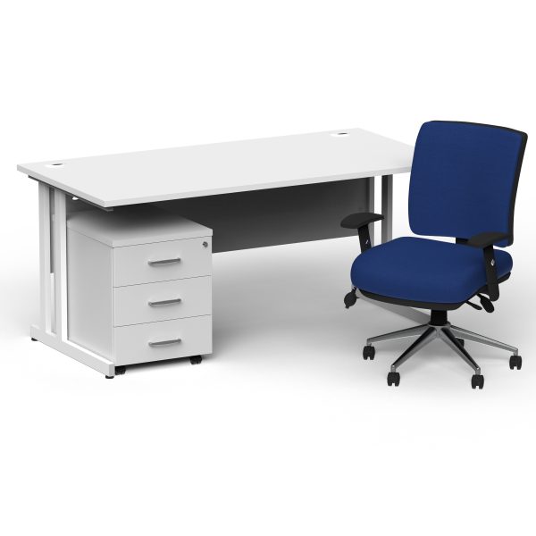 Pulse 1800mm Cantilever Straight Desk With Mobile Pedestal and Chiro Medium Back Blue Operator Chair - Image 23