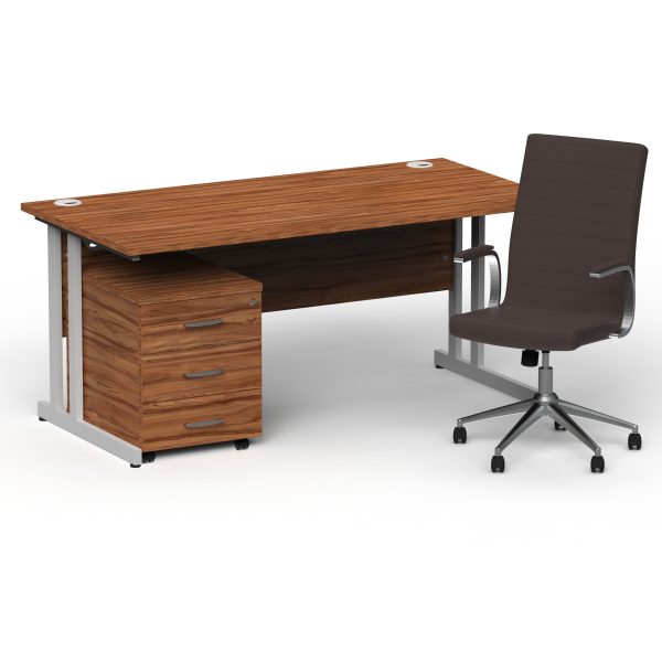 Pulse 1600mm Cantilever Straight Desk With Mobile Pedestal and Ezra Brown Executive Chair - Image 19