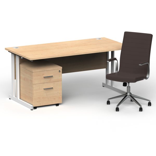 Pulse 1600mm Cantilever Straight Desk With Mobile Pedestal and Ezra Brown Executive Chair - Image 27