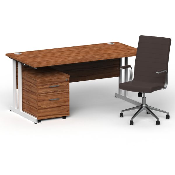 Pulse 1600mm Cantilever Straight Desk With Mobile Pedestal and Ezra Brown Executive Chair - Image 31