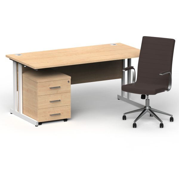 Pulse 1600mm Cantilever Straight Desk With Mobile Pedestal and Ezra Brown Executive Chair - Image 39