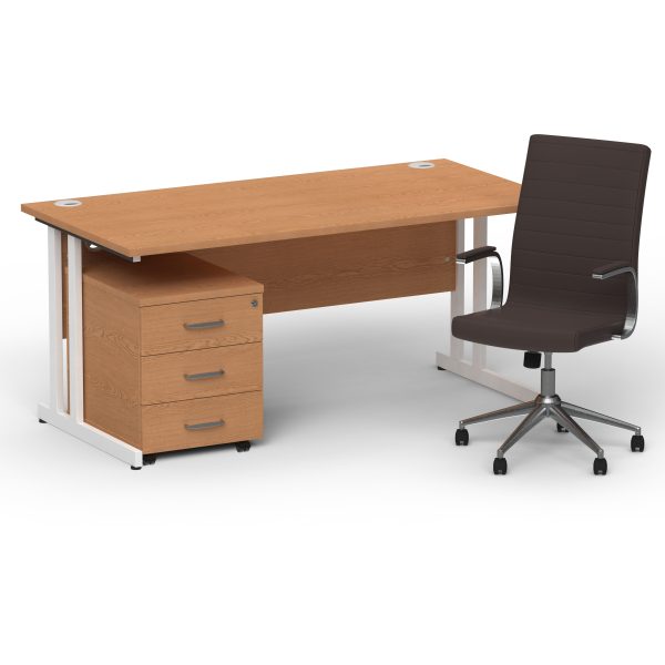 Pulse 1600mm Cantilever Straight Desk With Mobile Pedestal and Ezra Brown Executive Chair - Image 41