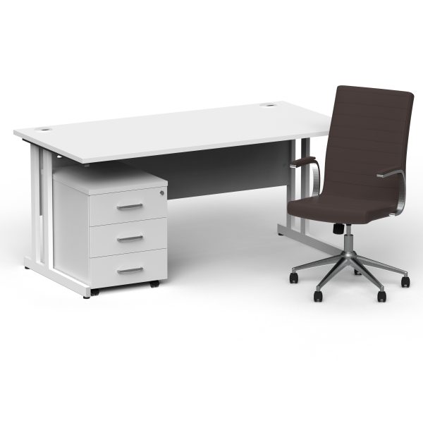 Pulse 1600mm Cantilever Straight Desk With Mobile Pedestal and Ezra Brown Executive Chair - Image 45