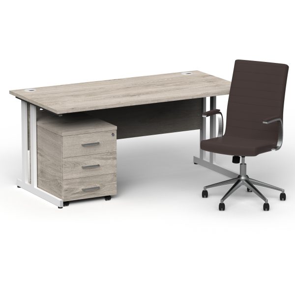 Pulse 1600mm Cantilever Straight Desk With Mobile Pedestal and Ezra Brown Executive Chair - Image 47