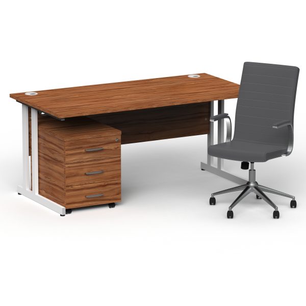 Pulse 1600mm Cantilever Straight Desk With Mobile Pedestal and Ezra Grey Executive Chair - Image 43