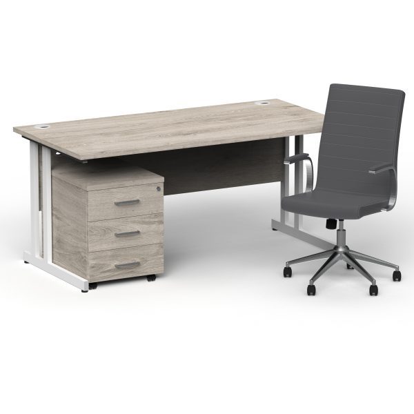 Pulse 1600mm Cantilever Straight Desk With Mobile Pedestal and Ezra Grey Executive Chair - Image 47