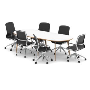 Solo 2400mm Oval Boardroom Table With Set Of Executive Chairs