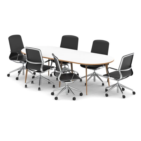Solo 2400mm Oval Boardroom Table With Set Of Executive Chairs