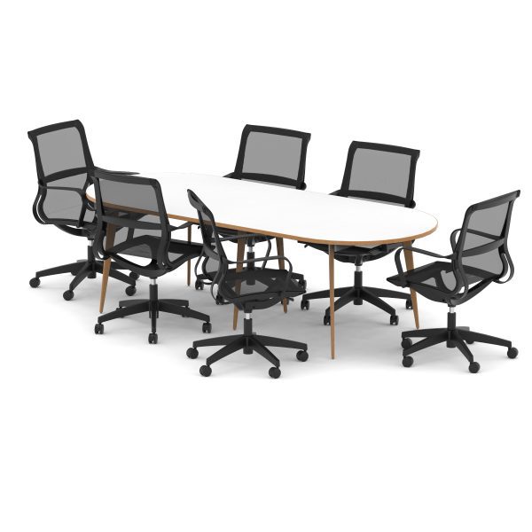 Solo 2400mm Oval Boardroom Table With Set Of Executive Chairs - Image 2