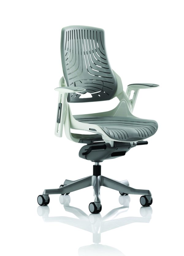Zure High Back White Shell Executive Office Chair with Arms - Image 2