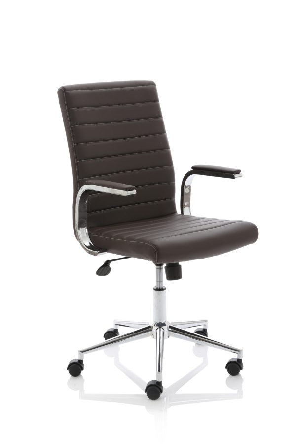 Ezra Medium Back Leather Executive Office Chair with Arms - Image 5