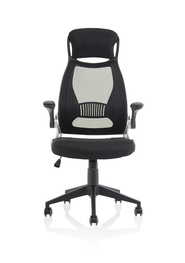 Saturn High Mesh Back Black Executive Office Chair with Arms - Image 2