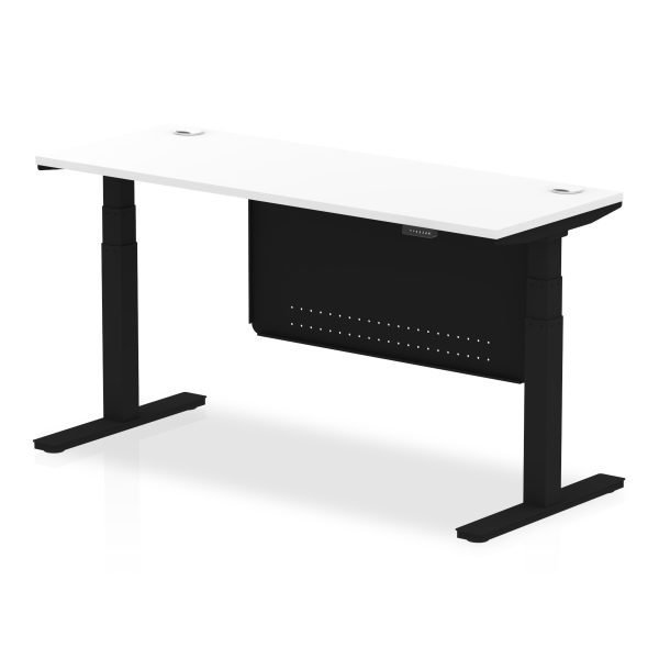 Air Height Adjustable Slimline Desk With Cable Ports With Steel Modesty Panel - Image 42