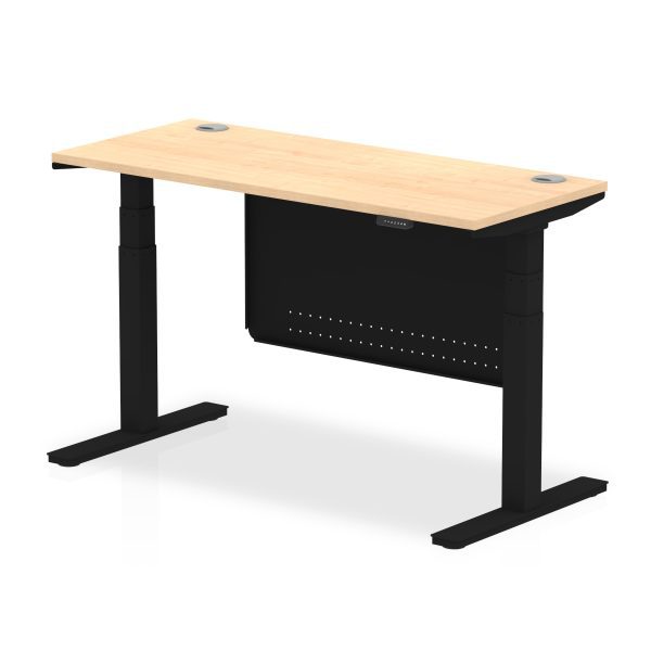 Air Height Adjustable Slimline Desk With Cable Ports With Steel Modesty Panel - Image 28