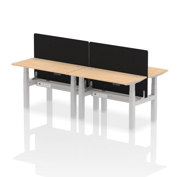 Air Back-to-Back Slimline Height Adjustable Bench Desk - 4 Person with Black Straight Screen - Image 11