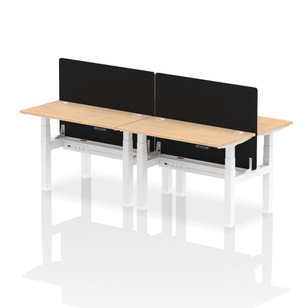 Air Back-to-Back Slimline Height Adjustable Bench Desk - 4 Person with Black Straight Screen - Image 12