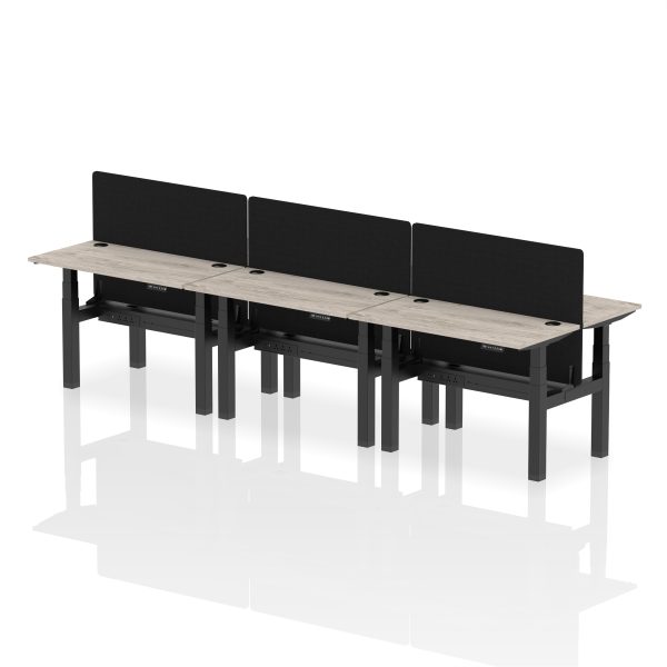 Air Back-to-Back Slimline Height Adjustable Bench Desk - 6 Person with Black Straight Screen - Image 7