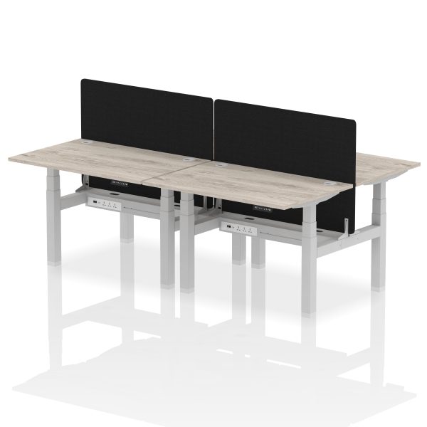 Air Back-to-Back Height Adjustable Bench Desk - 4 Person with Black Straight Screen - Image 8