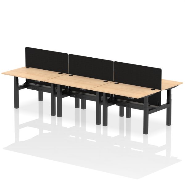 Air Back-to-Back Height Adjustable Bench Desk - 6 Person with Black Straight Screen - Image 10