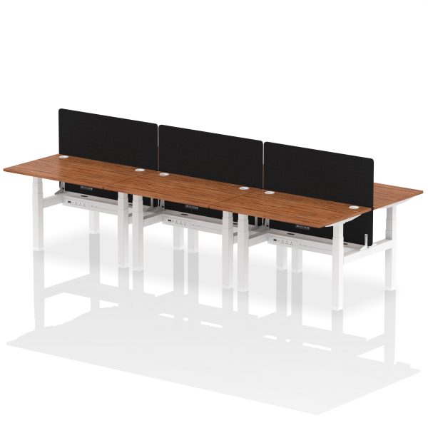 Air Back-to-Back Height Adjustable Bench Desk - 6 Person with Black Straight Screen - Image 18