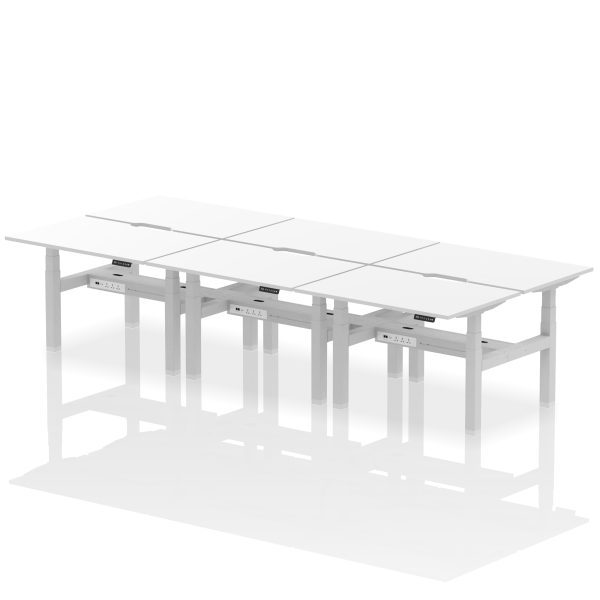 Air Back-to-Back Scalloped Edge Height Adjustable Bench Desk - 6 Person - Image 17