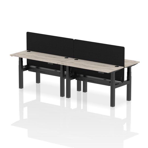Air Back-to-Back Slimline Height Adjustable Bench Desk - 4 Person with Black Straight Screen - Image 28