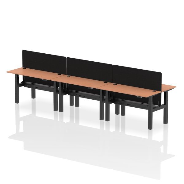 Air Back-to-Back Slimline Height Adjustable Bench Desk - 6 Person with Black Straight Screen - Image 22