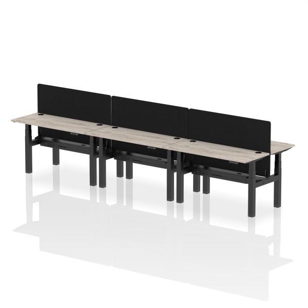 Air Back-to-Back Slimline Height Adjustable Bench Desk - 6 Person with Black Straight Screen - Image 28