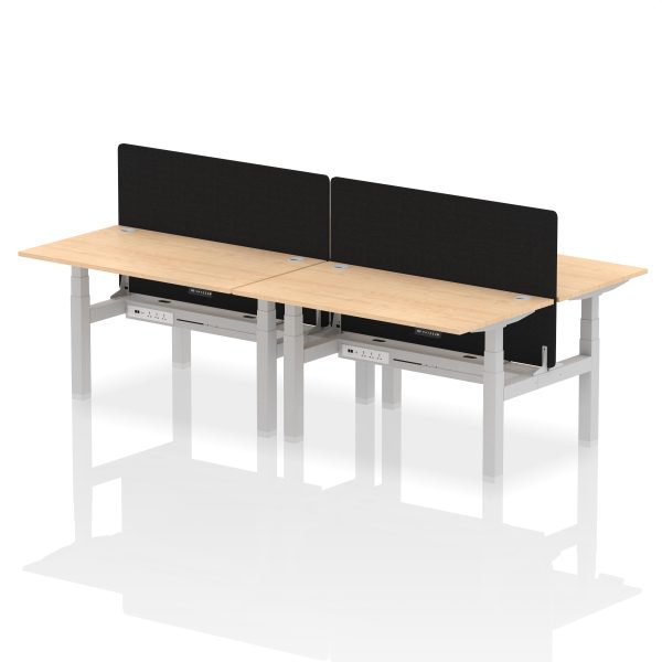 Air Back-to-Back Height Adjustable Bench Desk - 4 Person with Black Straight Screen - Image 32